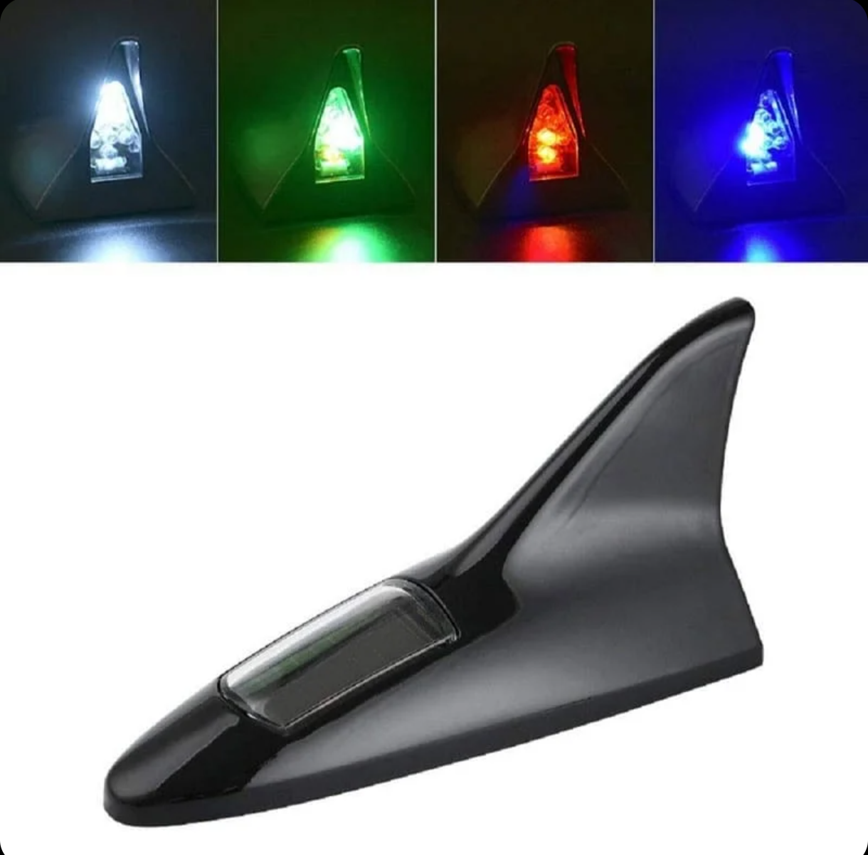 Universal Auto Security Car Solar Power Energy LED Warning Tail Light Shark