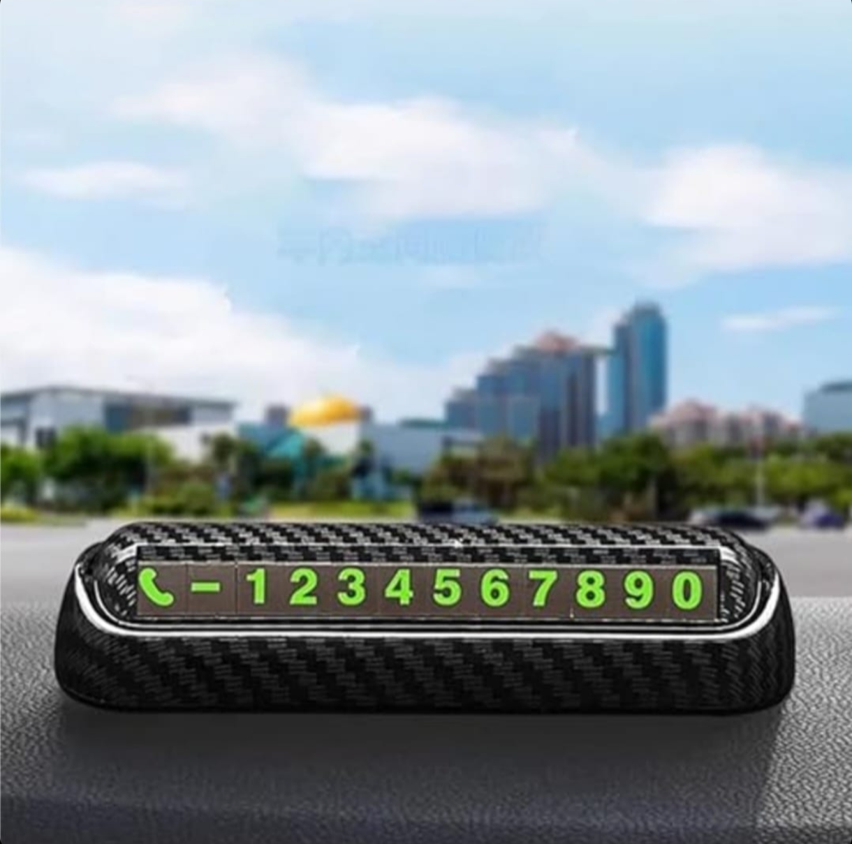 Car Carbon Parking Number Plate – Premium Dashboard Contact Number Display