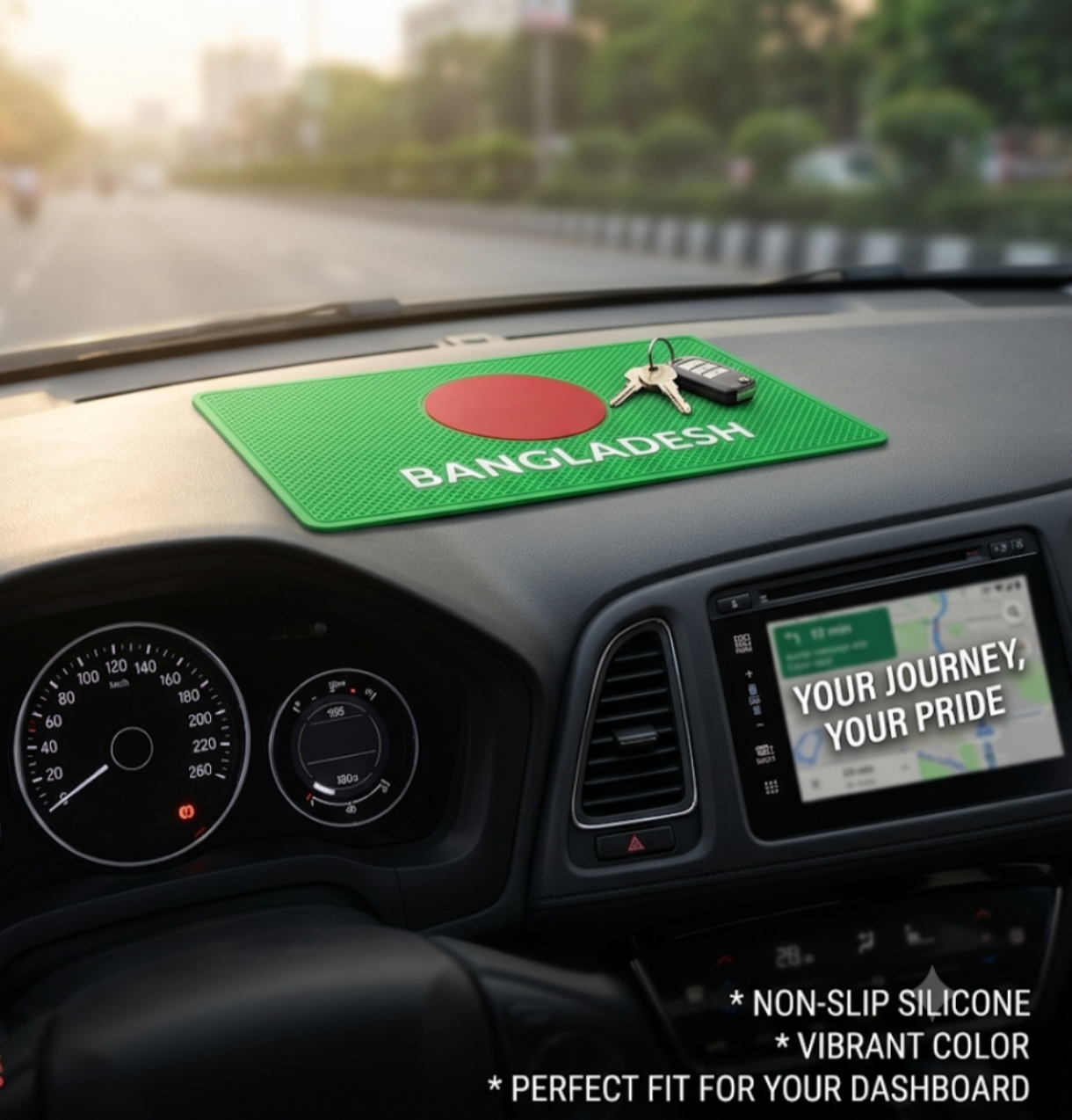 Bangladesh Flag Mobile Mat Non-Slip Car Dashboard 1pcs