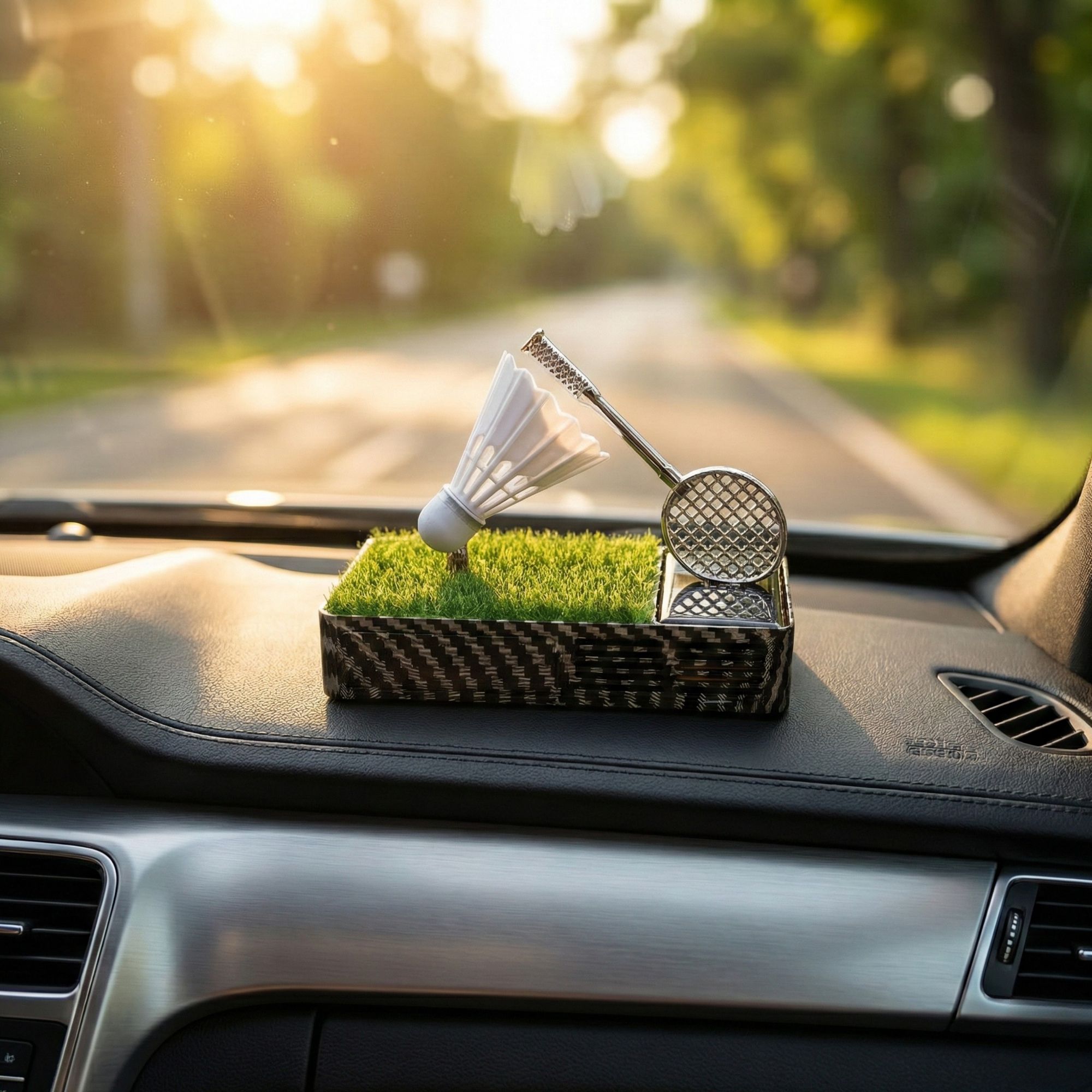 Car Dashboard Solar power Badminton Showpiece With Air Freshener