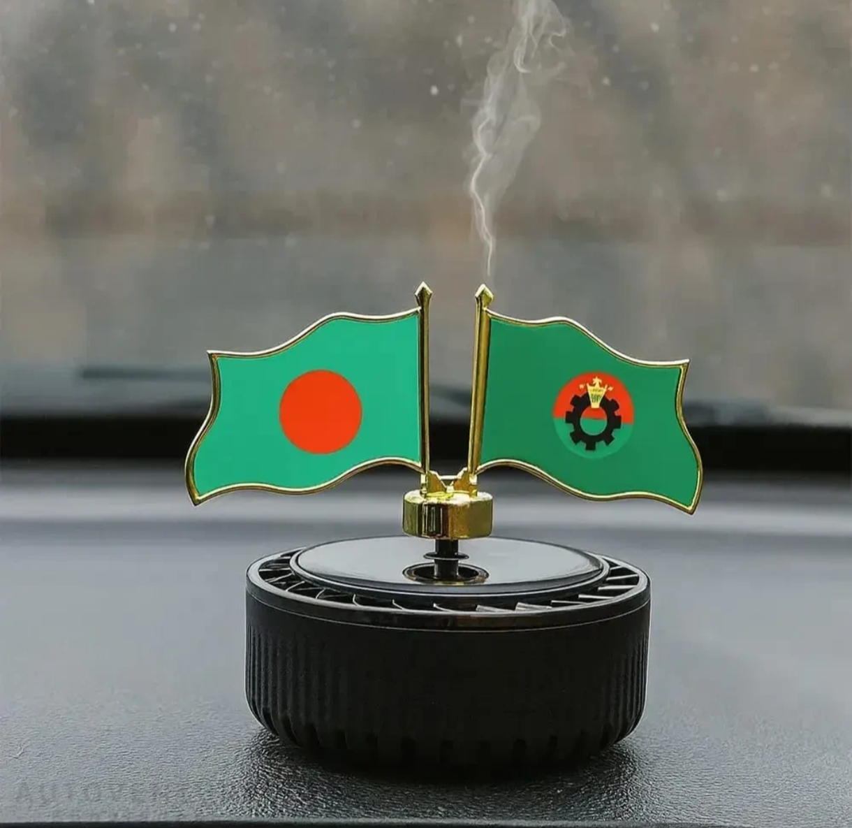 Bangladesh BNP Flag Solar Car Perfume & Showpiece