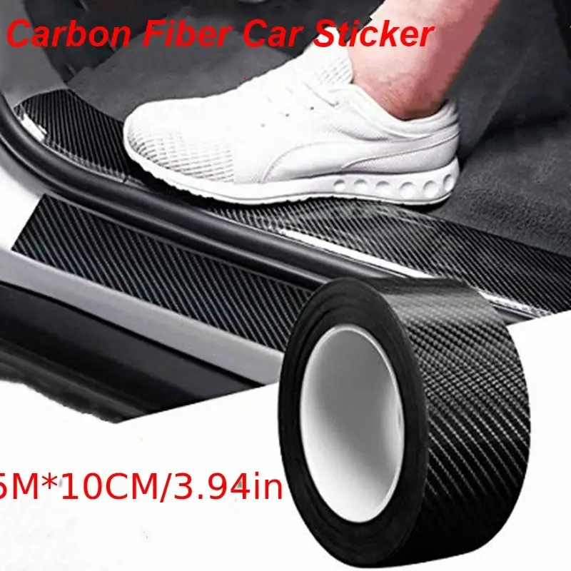 Car Sticker Carbon Fiber Door Sill Protector Scuff Trim Accessories 300CMx5CM