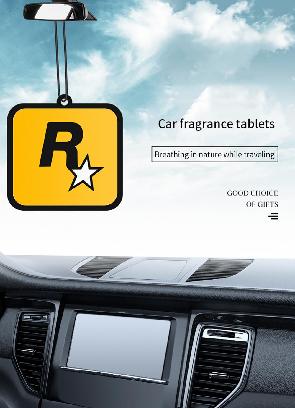 Car Fragrance R Star Pendant Air Freshener Car Rear View Hanging Long-Lasting Aromatherapy Fragrance Tablets Car Deodorization